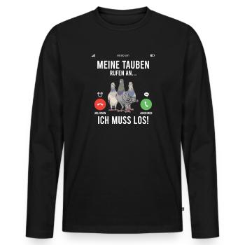 Tauben Tauben Anruf Telefonat Brieftauben - Männer Premium Bio Langarmshirt - Schwarz - Vorne - Nico (187cm)