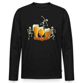 Halloween Beer Skeleton Party Halloween Party - T-shirt manches longues Premium bio Homme - noir - Devant - Nico (187cm)