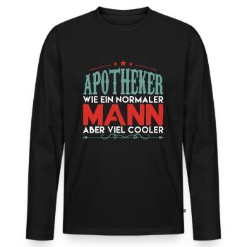 apotheker | apotheker aber viel cooler - Männer Premium Bio Langarmshirt - Schwarz - Vorne - Nico (187cm)