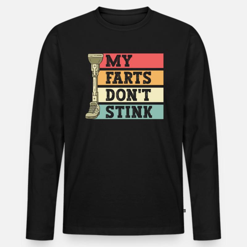 Beinprothese - Männer Premium Bio Langarmshirt - Schwarz