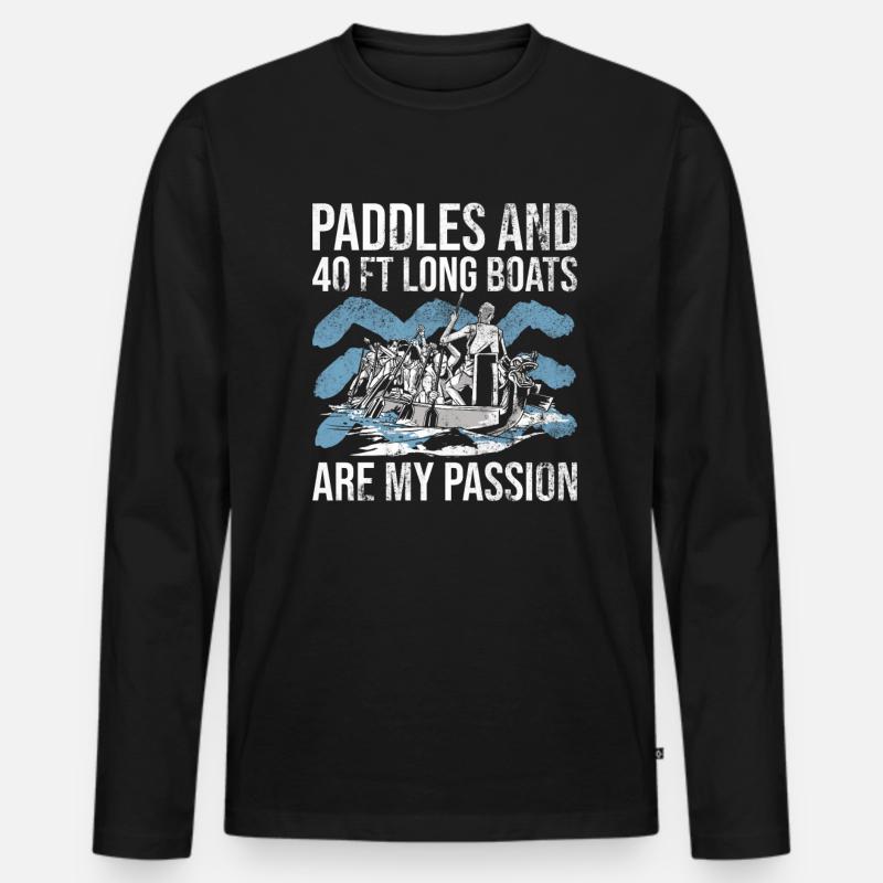 Chinesische Bootsrennen Und Drachenboot - Männer Premium Bio Langarmshirt - Schwarz
