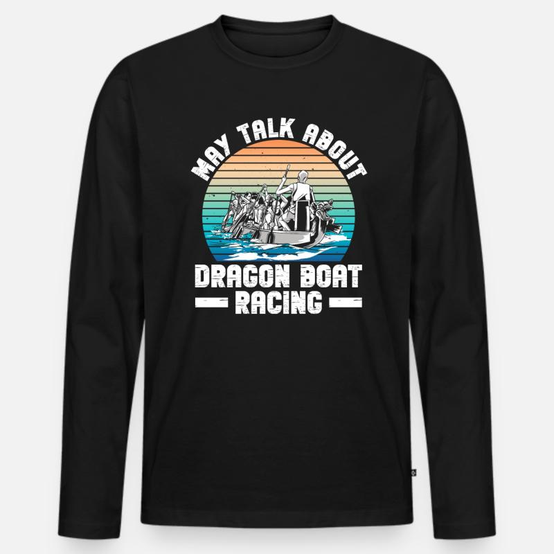 Drachenboot Und Drachenboottrainer - Männer Premium Bio Langarmshirt - Schwarz