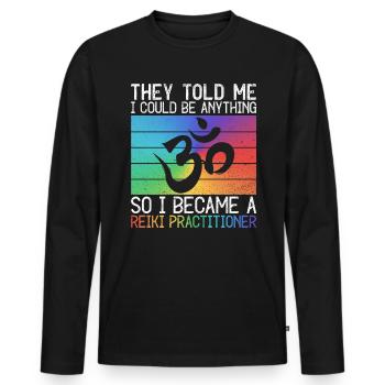 Reiki Energie Reiki Meister - Men's Premium Organic Long Sleeve Shirt - black - Front - Nico (187cm)