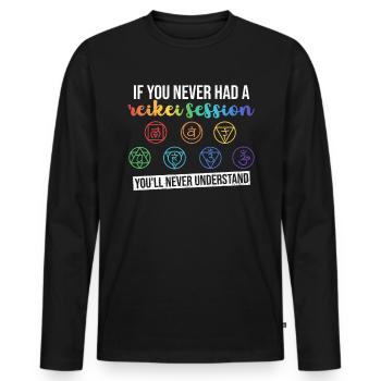Reiki - Men's Premium Organic Long Sleeve Shirt - black - Front - Nico (187cm)