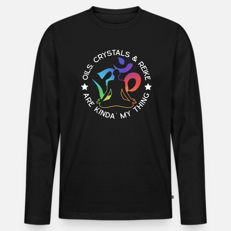 Reiki - Männer Premium Bio Langarmshirt - Schwarz