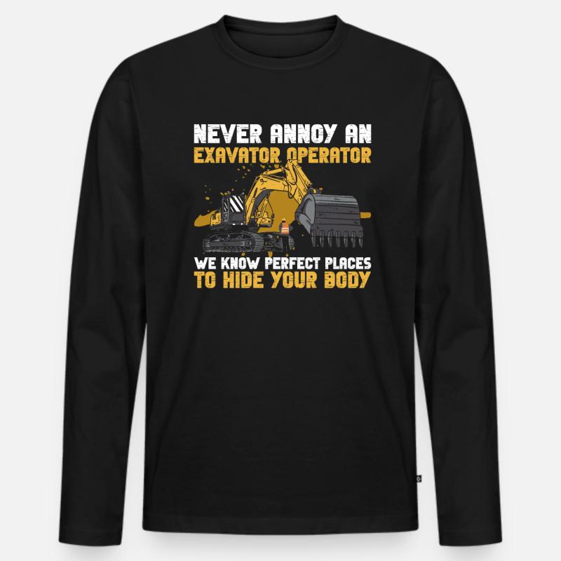 Bagger Baggerführer Baggerfahrer - Männer Premium Bio Langarmshirt - Schwarz