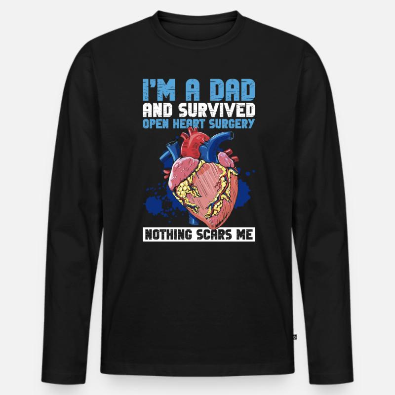 Herzoperation Herz OP Papa - Männer Premium Bio Langarmshirt - Schwarz