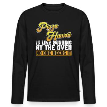 Pizza Anti Pizza Hawaii Pizza - Männer Premium Bio Langarmshirt - Schwarz - Vorne - Nico (187cm)