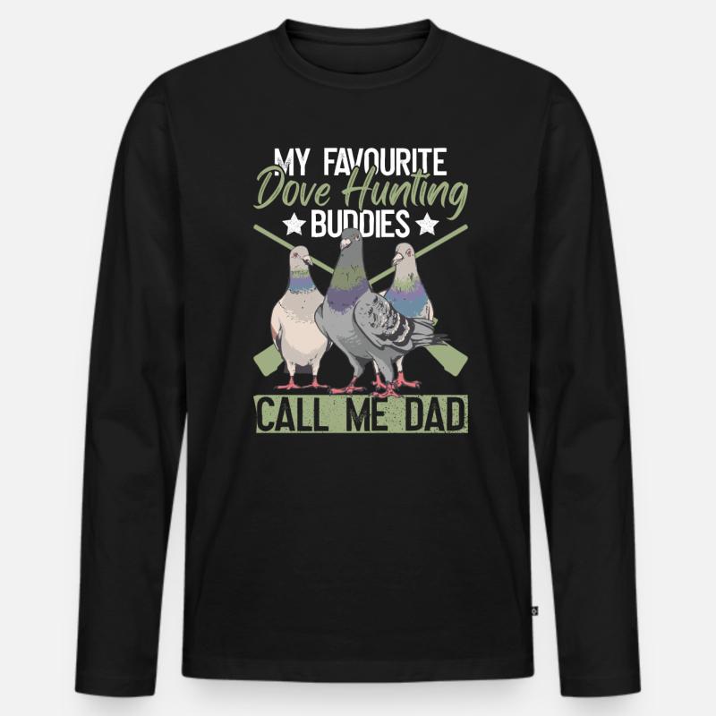 Taubenjäger Papa Jäger Vogeljagd - Männer Premium Bio Langarmshirt - Schwarz