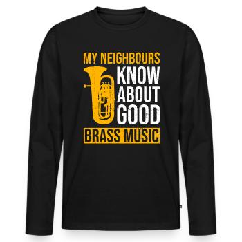 Design Für Blechblasinstrumente Für - Men's Premium Organic Long Sleeve Shirt - black - Front - Nico (187cm)