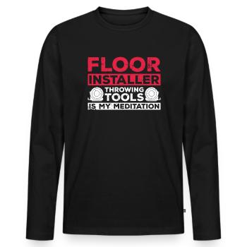 Design Für Bodenleger Für Fliesenleger - Men's Premium Organic Long Sleeve Shirt - black - Front - Nico (187cm)