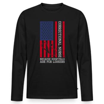 Forensisches Pflegedesign Für - Men's Premium Organic Long Sleeve Shirt - black - Front - Nico (187cm)
