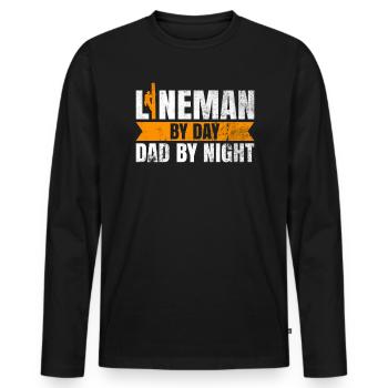 Elektrisches Kabel Lineman Design Für Lineworker - Männer Premium Bio Langarmshirt - Schwarz - Vorne - Nico (187cm)