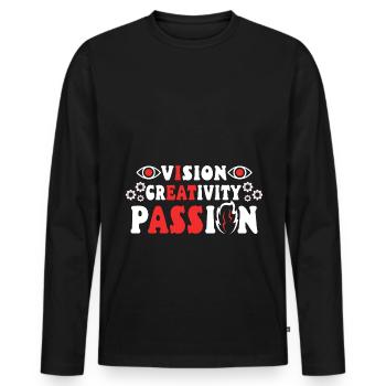 Vision Creativity Passion - Men's Premium Organic Long Sleeve Shirt - black - Front - Nico (187cm)