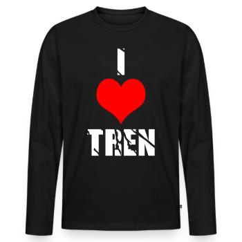 I love tren - Männer Premium Bio Langarmshirt - Schwarz - Vorne - Nico (187cm)