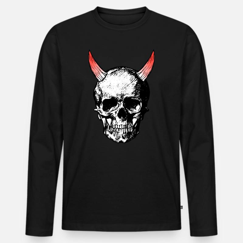 Devils Skull - Männer Premium Bio Langarmshirt - Schwarz