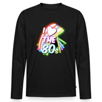 I love the 80s - Men's Premium Organic Long Sleeve Shirt - black - Front - Nico (187cm)