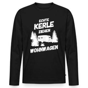 ECHTE KERLE ZIEHEN WOHNWAGEN - Männer Premium Bio Langarmshirt - Schwarz - Vorne - Nico (187cm)
