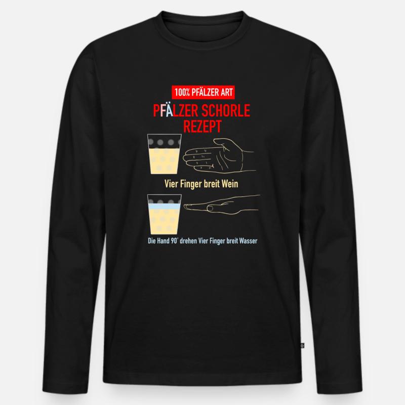 Pfälzer Schorle Rezept - Männer Premium Bio Langarmshirt - Schwarz