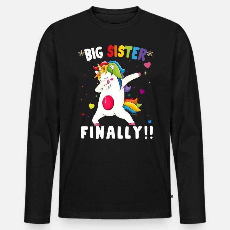 GROSSE SCHWESTER ENDLICH - Männer Premium Bio Langarmshirt - Schwarz