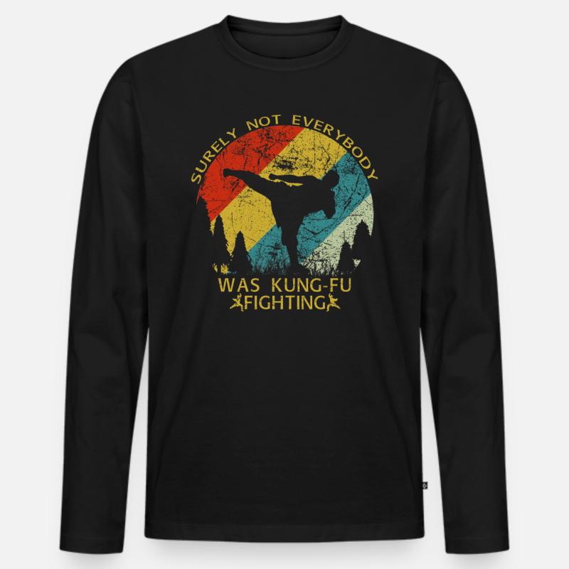 Kung Fu - Männer Premium Bio Langarmshirt - Schwarz