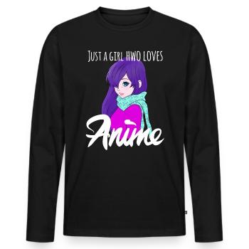 Juste une fille qui aime les cadeaux d'anime pour les adolescentes - T-shirt manches longues Premium bio Homme - noir - Devant - Nico (187cm)