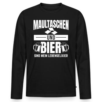 Maultaschen und Bier | Schwaben Schwabe Geschenke - Männer Premium Bio Langarmshirt - Schwarz - Vorne - Nico (187cm)