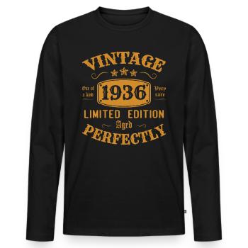 Vintage 1936 Limited Edition Perfekt gealtert - Männer Premium Bio Langarmshirt - Schwarz - Vorne - Nico (187cm)