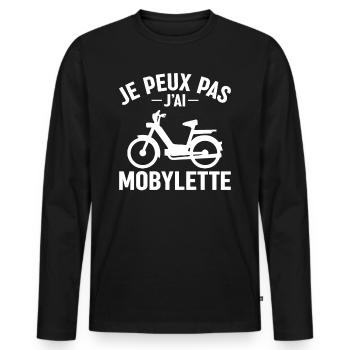 Je Peux Pas J'ai Mobylette - Mobilette Moto Cadeau - T-shirt manches longues Premium bio Homme - noir - Devant - Nico (187cm)