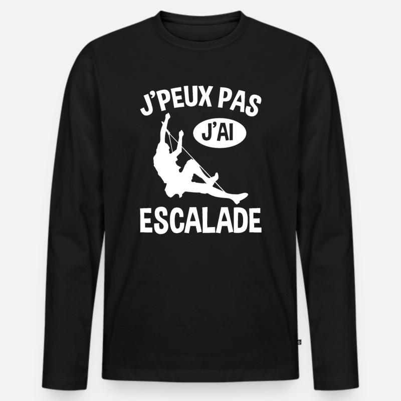 Ich kann nicht klettern - Männer Premium Bio Langarmshirt - Schwarz