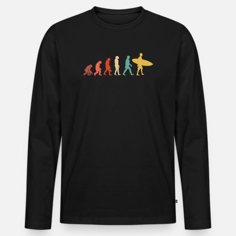 Evolution des Surfens - Männer Premium Bio Langarmshirt - Schwarz