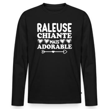 Raleuse Chiante Mais Adorable - T-shirt manches longues Premium bio Homme - noir - Devant - Nico (187cm)