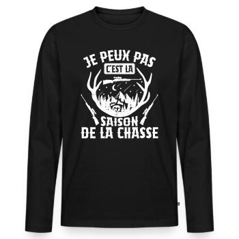 Je Peux Pas C'est La Saison De La Chasse Chasser - T-shirt manches longues Premium bio Homme - noir - Devant - Nico (187cm)