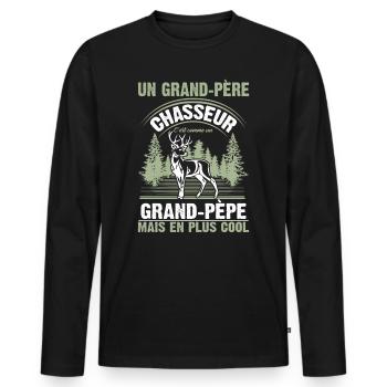 Grand-père Chasseur Chasser Cadeau Fête Des Pères - T-shirt manches longues Premium bio Homme - noir - Devant - Nico (187cm)