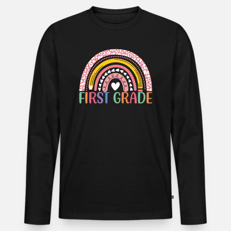 Erste Klasse - Männer Premium Bio Langarmshirt - Schwarz