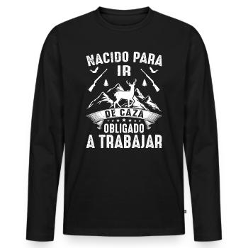Né Pour Aller À La Chasse Chasser Cadeau Nature - T-shirt manches longues Premium bio Homme - noir - Devant - Nico (187cm)