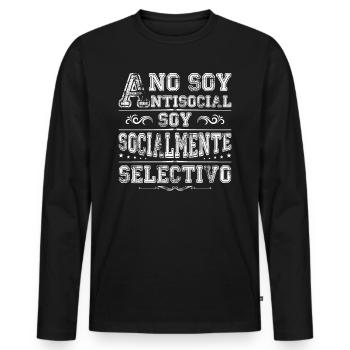 Anti Social Anti-social Cadeau Humour Anti Social - T-shirt manches longues Premium bio Homme - noir - Devant - Nico (187cm)