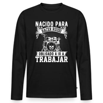 Né Pour Faire Du Bruit - T-shirt manches longues Premium bio Homme - noir - Devant - Nico (187cm)