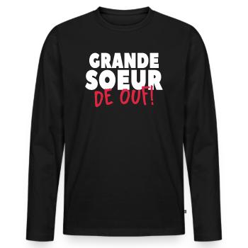 Grand Soeur De Ouf - T-shirt manches longues Premium bio Homme - noir - Devant - Nico (187cm)