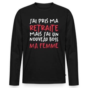 J'ai Pris Ma Retraite - T-shirt manches longues Premium bio Homme - noir - Devant - Nico (187cm)