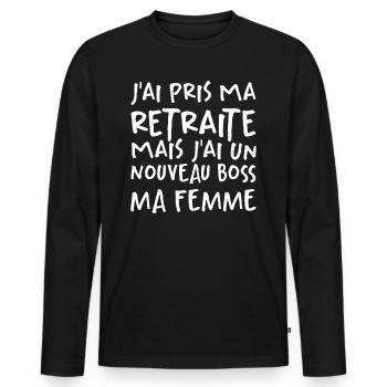 J'ai Pris Ma Retraite - T-shirt manches longues Premium bio Homme - noir - Devant - Nico (187cm)