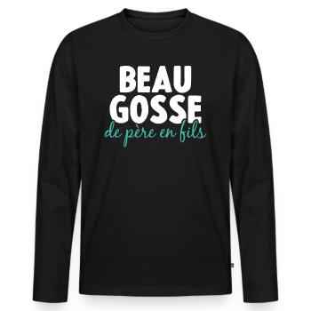 Beau Gosse De Père En Fils - T-shirt manches longues Premium bio Homme - noir - Devant - Nico (187cm)