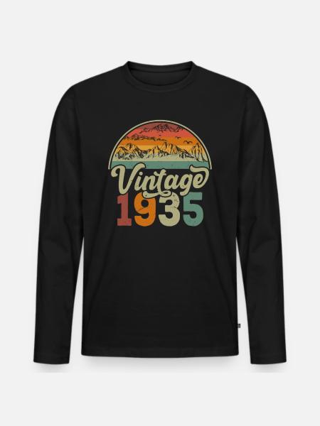Jahrgang 1935 - Männer Premium Bio Langarmshirt - Schwarz