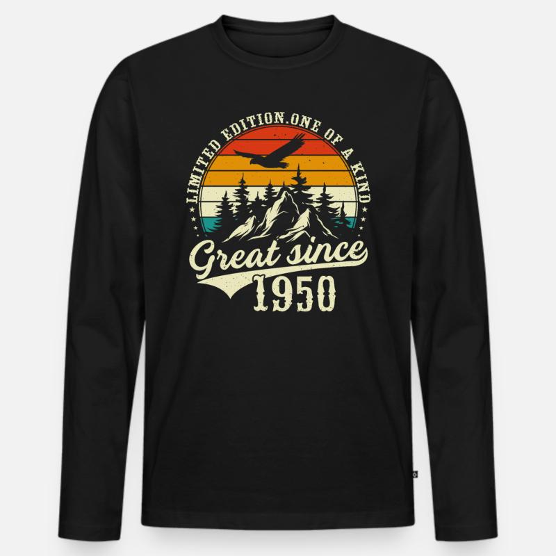 Einzigartig seit 1950 - Männer Premium Bio Langarmshirt - Schwarz