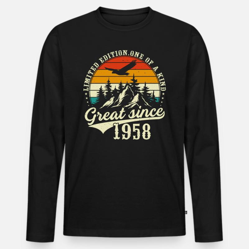 Einzigartig seit 1958 - Männer Premium Bio Langarmshirt - Schwarz