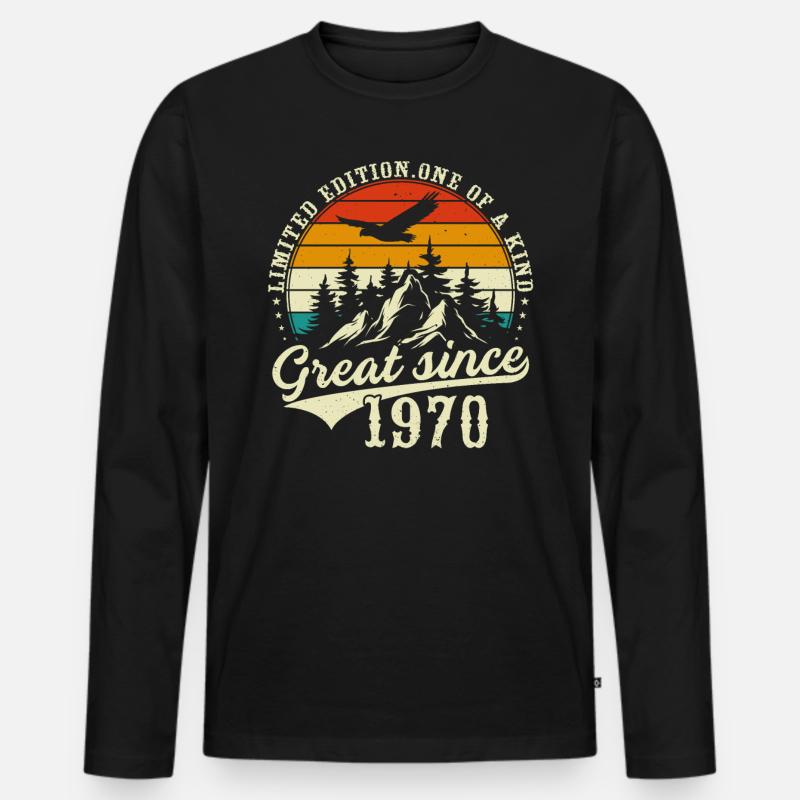 Einzigartig seit 1970 - Männer Premium Bio Langarmshirt - Schwarz
