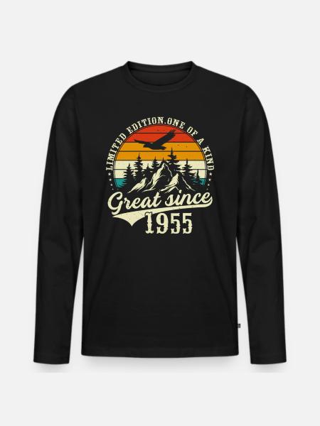 Einzigartig seit 1955 - Männer Premium Bio Langarmshirt - Schwarz