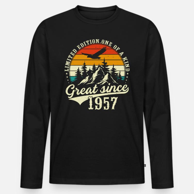Einzigartig seit 1957 - Männer Premium Bio Langarmshirt - Schwarz
