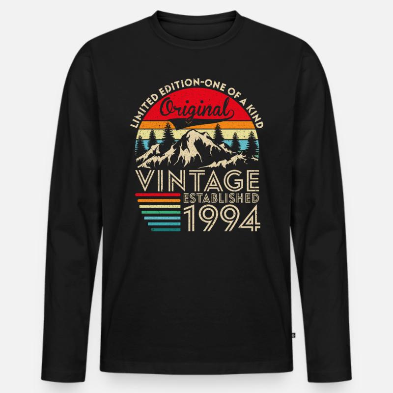 Original Vintage Established in 1994 Jubiläum - Männer Premium Bio Langarmshirt - Schwarz