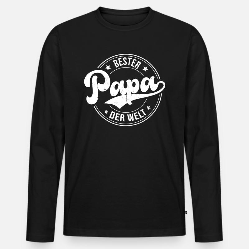 Bester Papa Der Welt - Männer Premium Bio Langarmshirt - Schwarz
